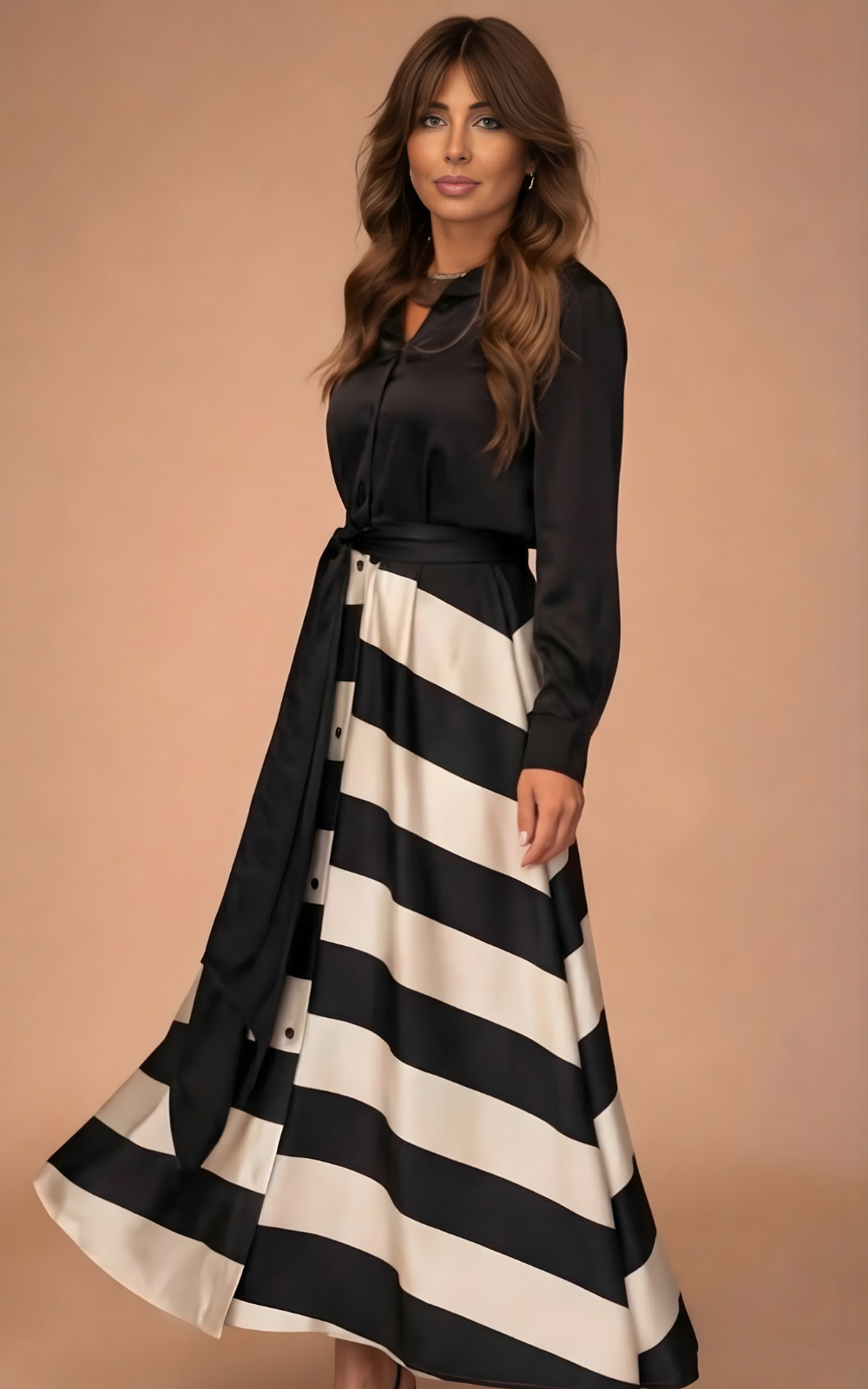 Zivara - gestreiftes Maxikleid mit weicher Haptik