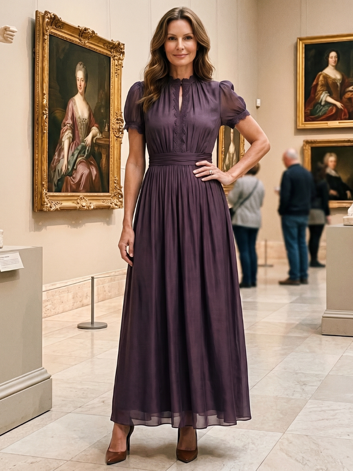 Jovelle - Soft-Touch Plissé-Maxikleid