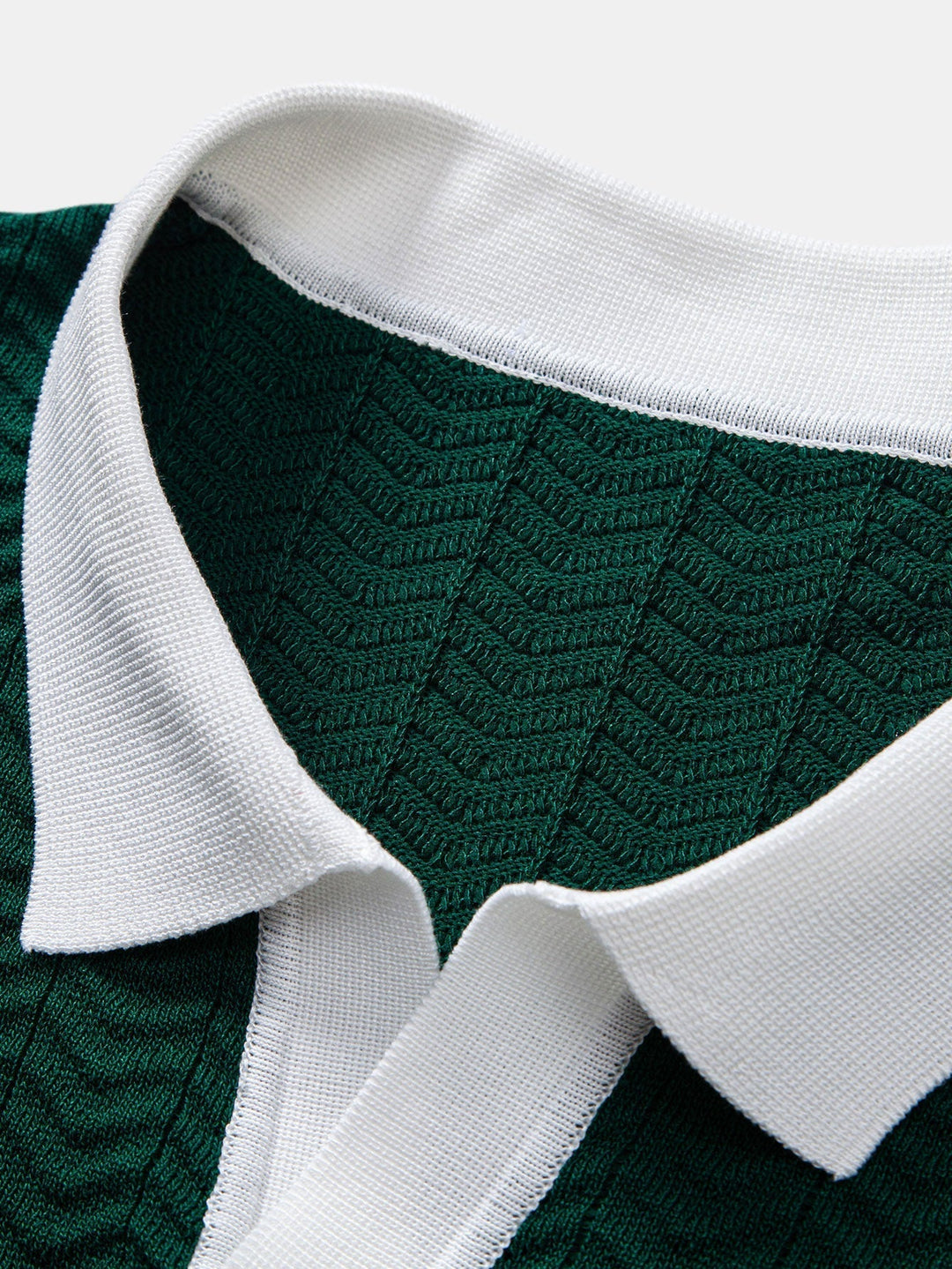 Arleno - Strukturiertes Strickpoloshirt mit V-Ausschnitt