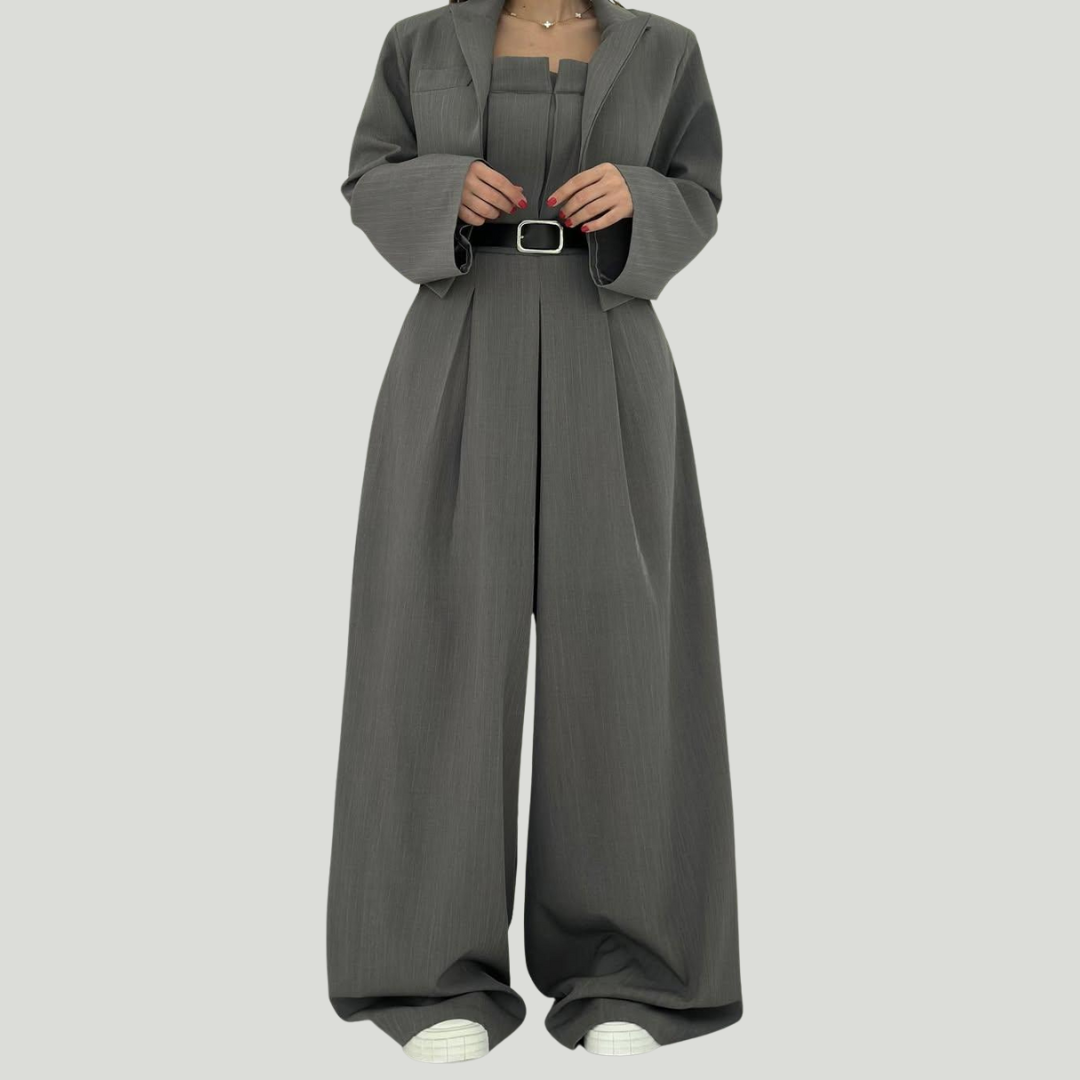Lorayae - Soft-Touch Set aus weit geschnittenem Jumpsuit und Jacke