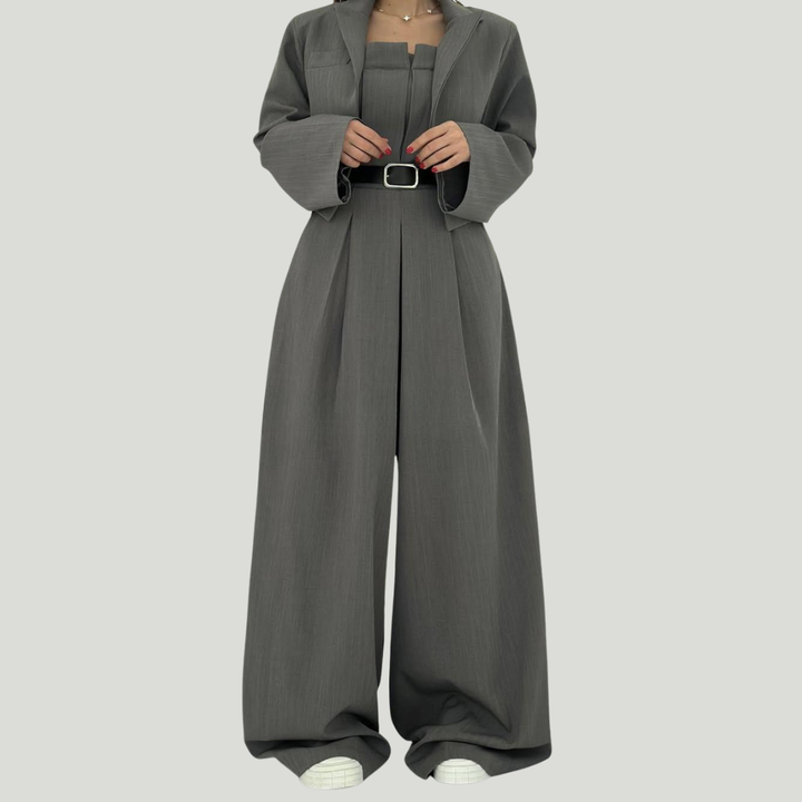 Lorayae - Soft-Touch Set aus weit geschnittenem Jumpsuit und Jacke