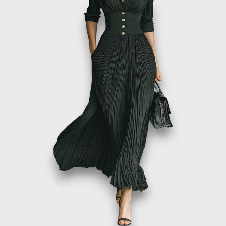 Miryn - Elegantes Plissé-Maxikleid