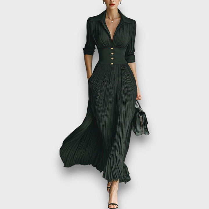 Miryn - Elegantes Plissé-Maxikleid