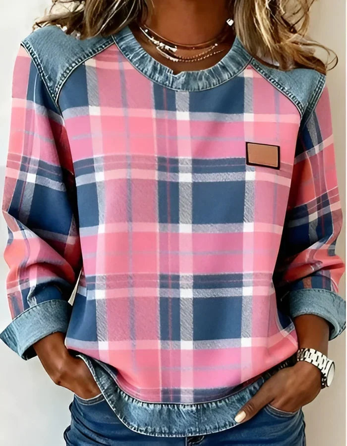 Adair - Lässiges Karo-Sweatshirt mit Rundhalsausschnitt