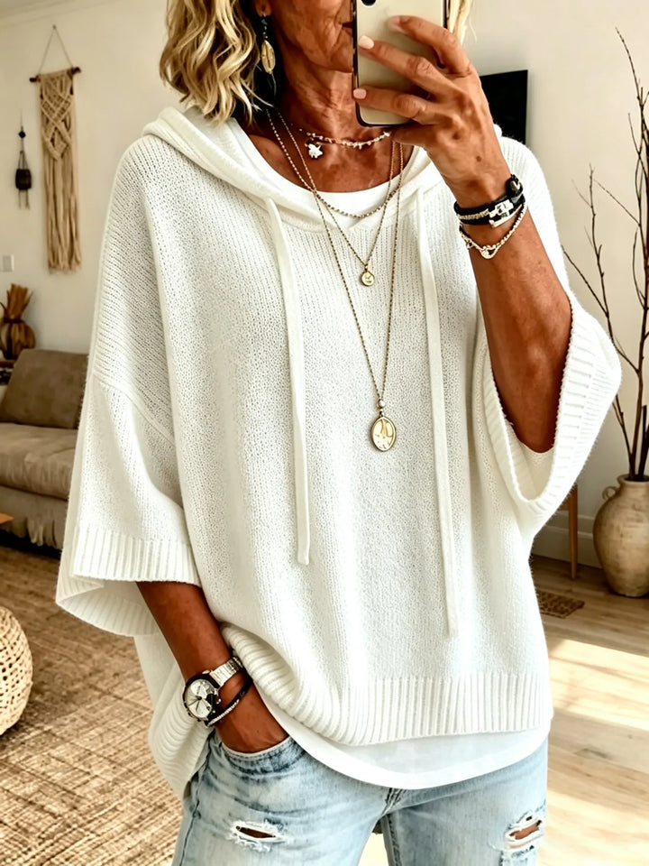 Celandria - Oversized Kurzarm-Hoodie in Soft-Touch-Qualität