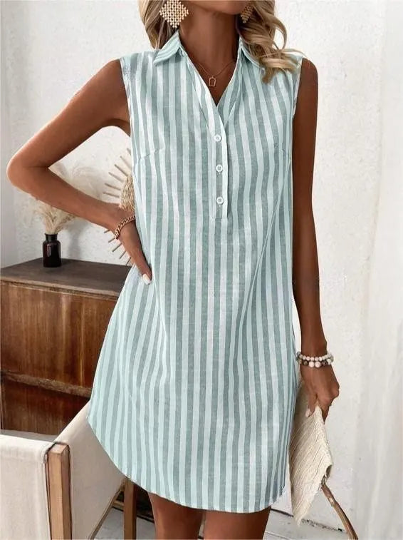 Anora - Gestreiftes Hemdblusenkleid in Soft-Touch-Qualität