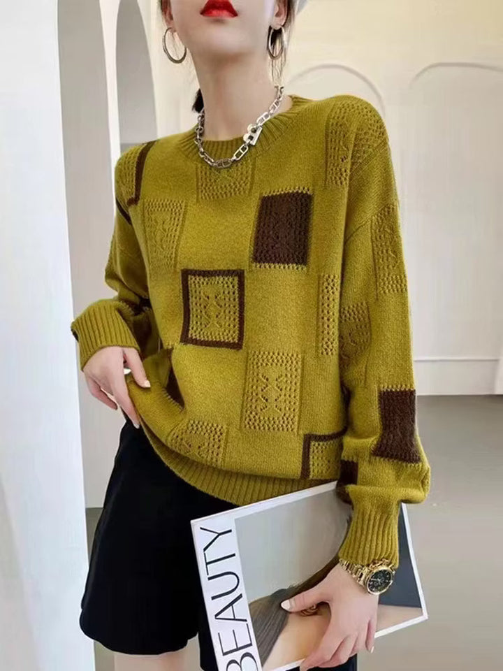 Adorelle - Künstlerischer Strickpullover im Patchwork-Design