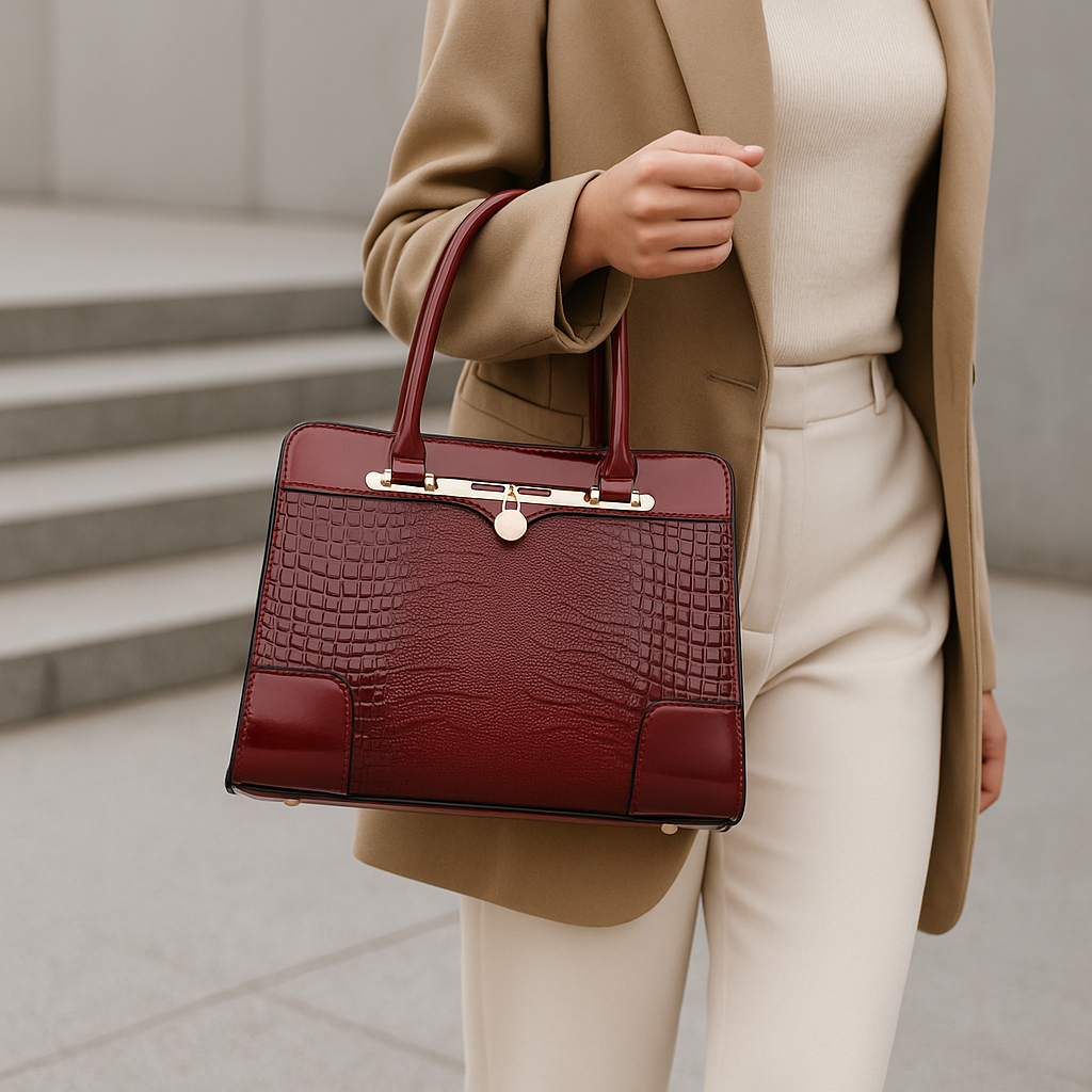 Aeryn - Strukturierte Handtasche mit Krokoprägung