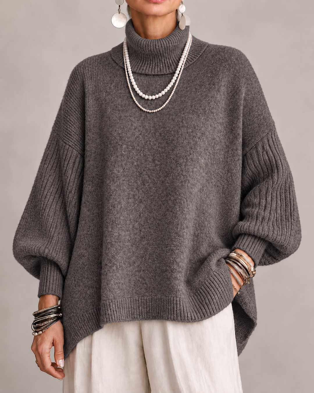 Aislin - Übergroßer Strickpullover mit Rollkragen