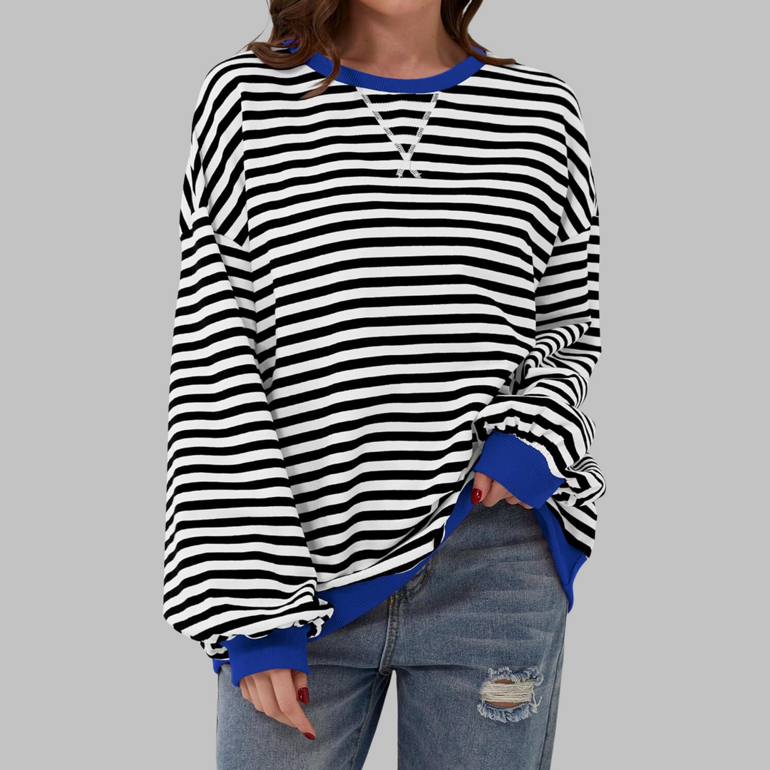 Adelia - Gestreiftes Soft-Touch-Langarm-Sweatshirt