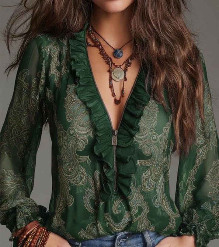 Taviana - Bluse mit weicher Haptik und Rüschen-Details