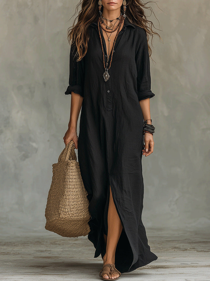 Dena - Premium-Leinen-Maxikleid
