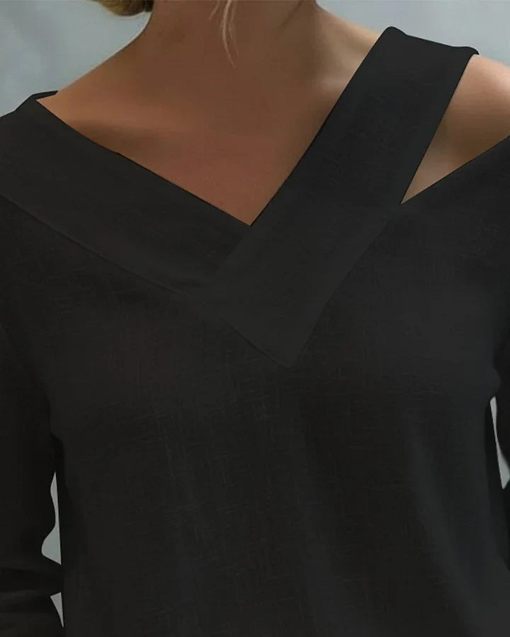 Calira - Schulterfreies Soft-Touch-Top mit V-Ausschnitt