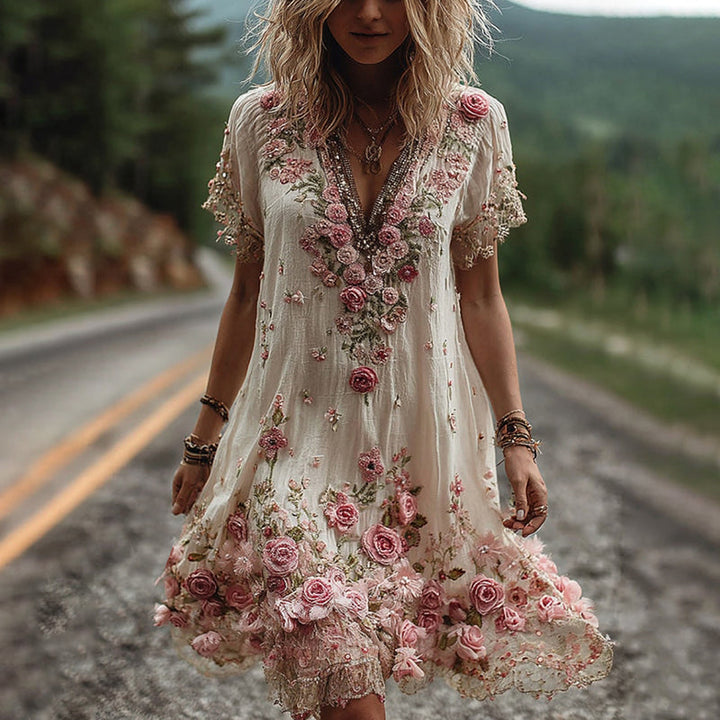 Giselda - blumenbesticktes Kleid