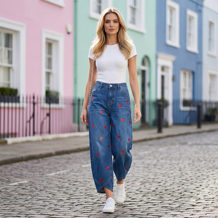 Arabella - Schlagjeans mit Herzmuster
