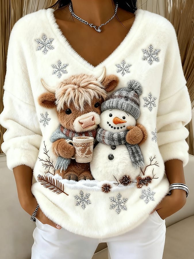 Zarielle - Soft-Touch V-Ausschnitt-Pullover