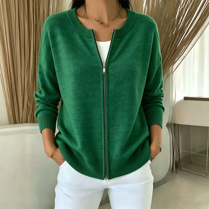 Xyla - Locker geschnittener Cardigan mit Reißverschluss