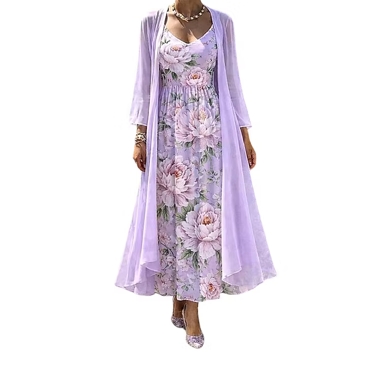 Asteria - Zweiteiliges Set mit floralem Maxi-Kleid