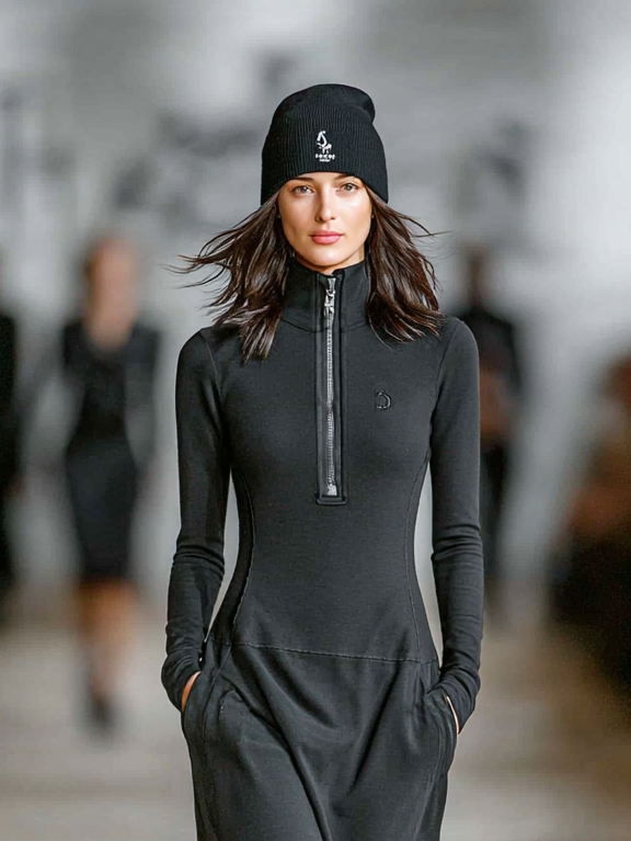 Elise - Soft-Touch-Maxikleid mit Stehkragen und Reißverschluss