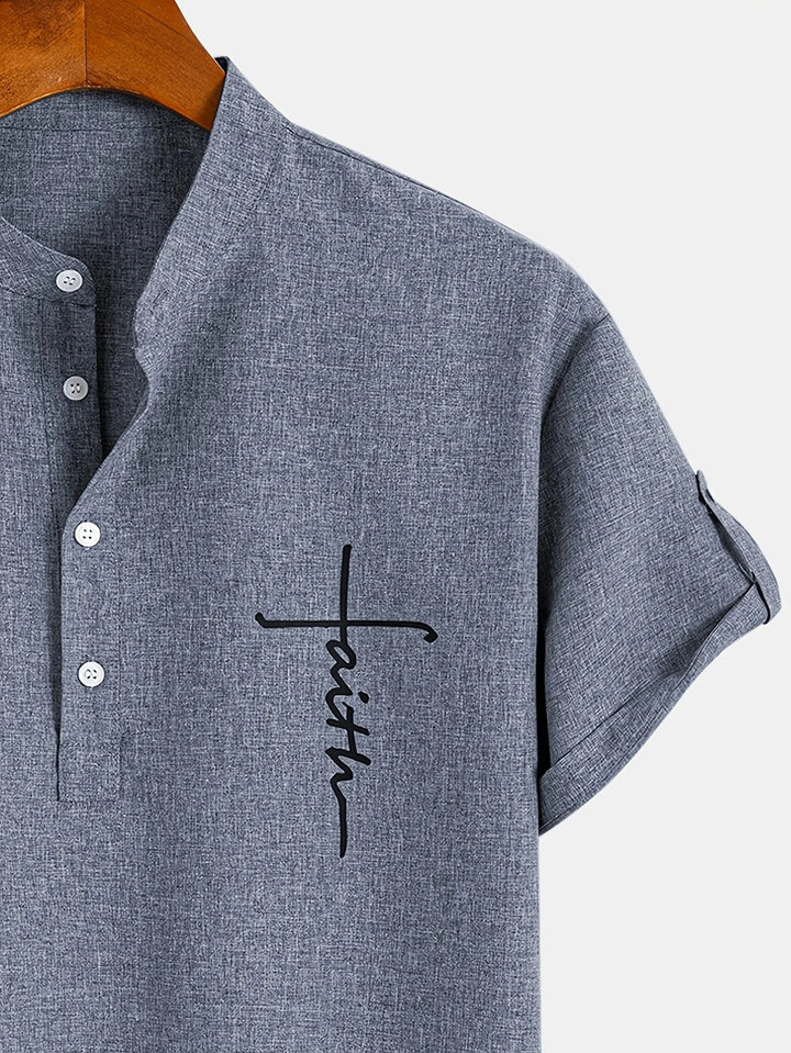 Harlan - Strukturiertes Stehkragenhemd