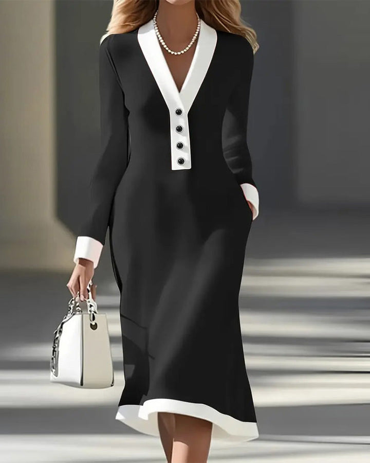 Seleneva - Soft-Touch Midikleid mit V-Ausschnitt