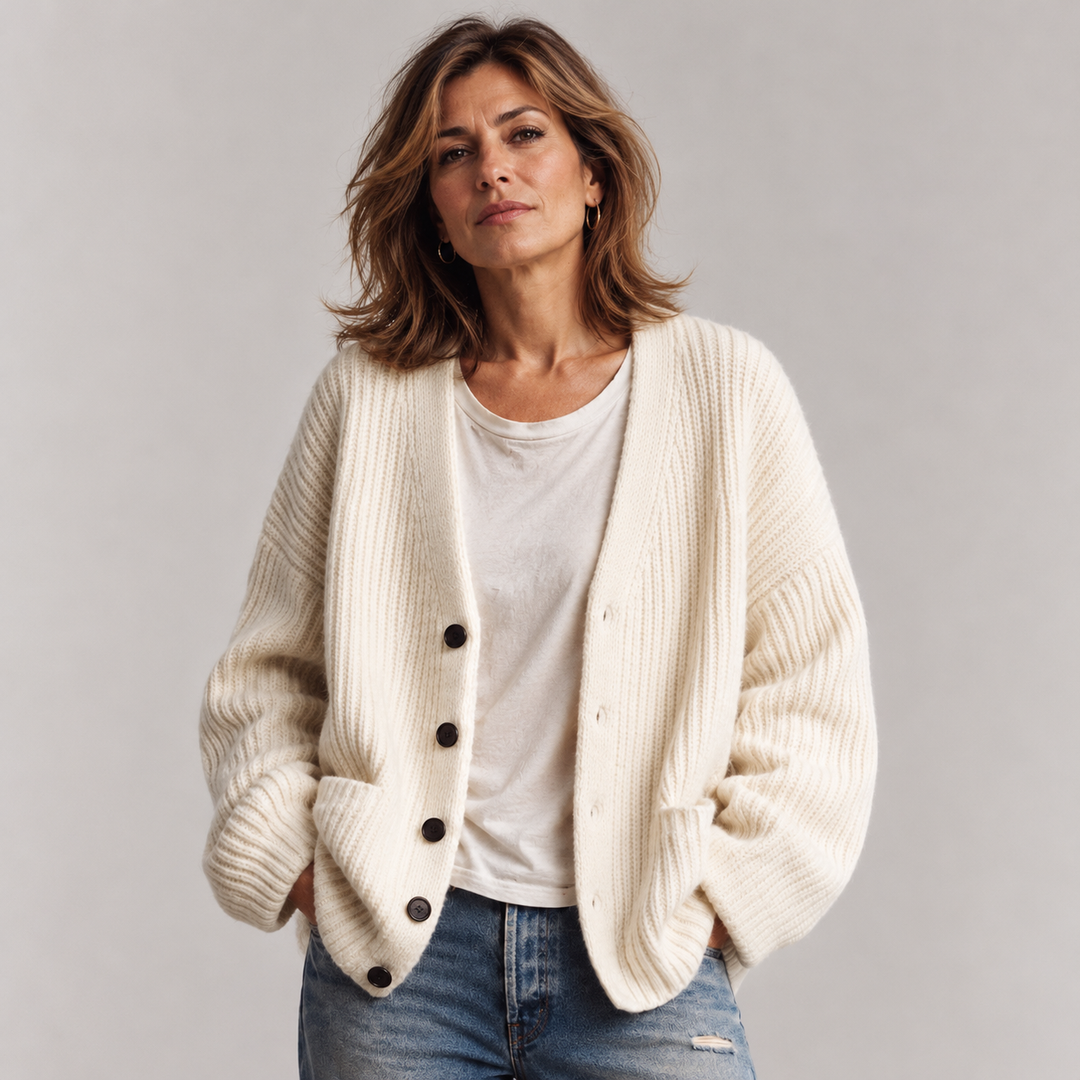 Gertie - Cardigan mit V-Ausschnitt und Knopfleiste