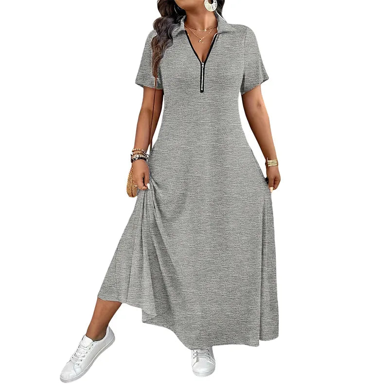 Primelle - Softtouch-Maxikleid mit Reißverschlusskragen