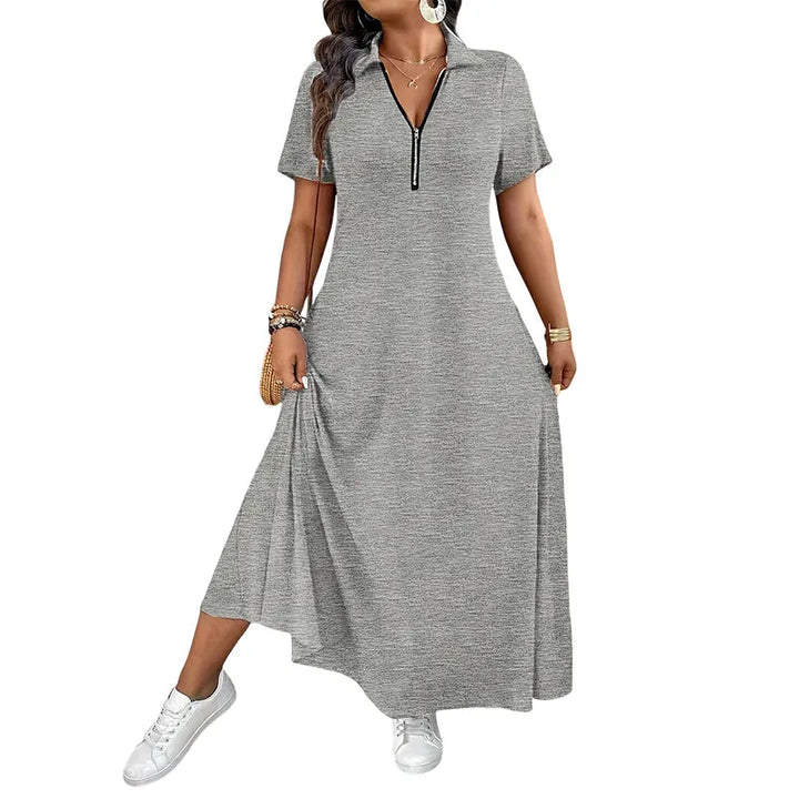 Primelle - Softtouch-Maxikleid mit Reißverschlusskragen