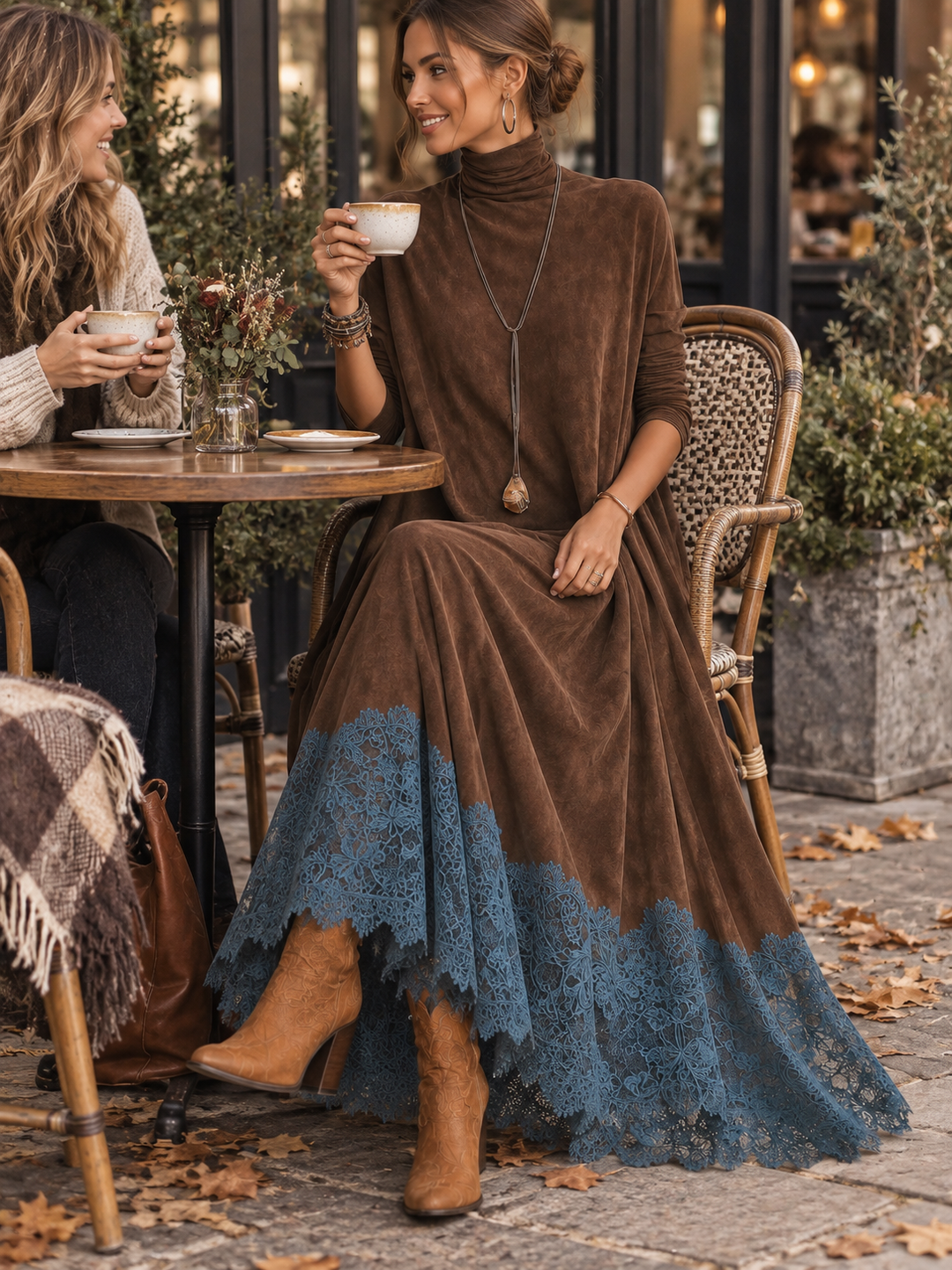 Gretta - Maxikleid mit weichem Griff und Spitzenbesatz
