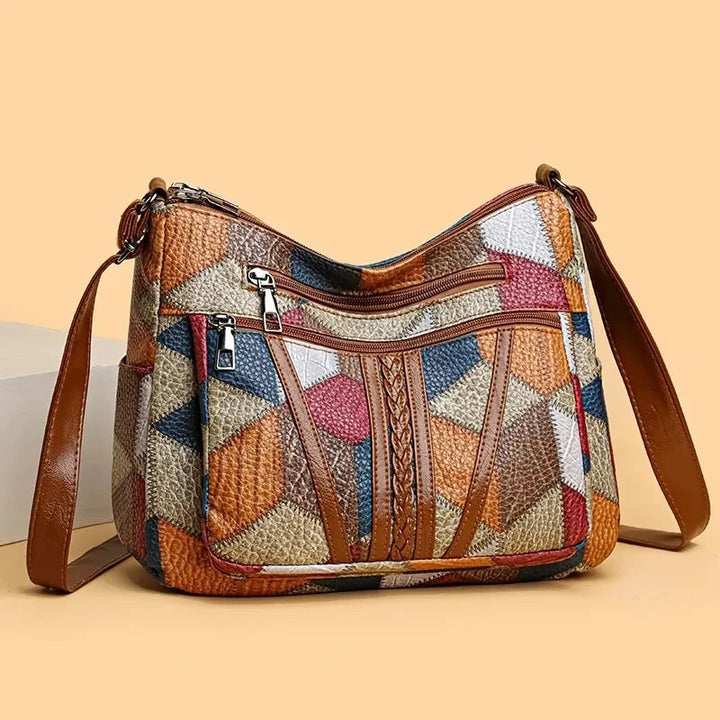 Lauranique - Patchwork-Umhängetasche mit weicher Haptik