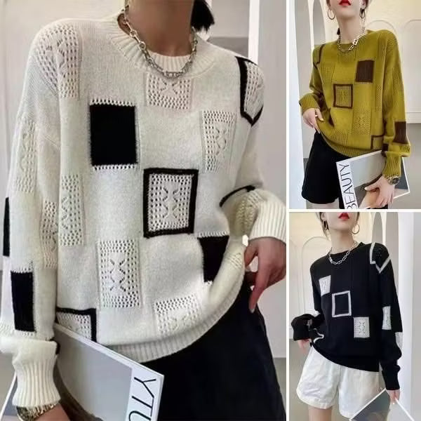 Adorelle - Künstlerischer Strickpullover im Patchwork-Design