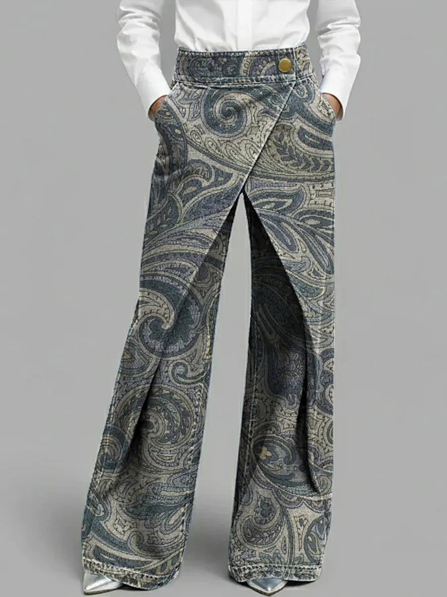 Dottie - Geblümte Jeans mit weitem Bein