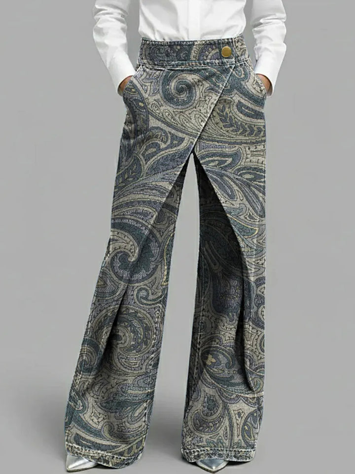 Dottie - Geblümte Jeans mit weitem Bein