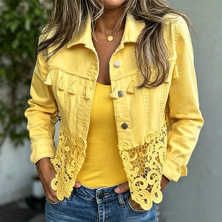 Anselia - Jacke mit Spitzenbesatz und Knopfverschluss