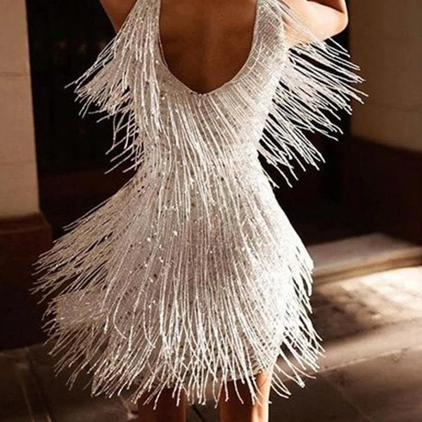 Wina - Luxuriöses Cocktailkleid mit Fransenbesatz