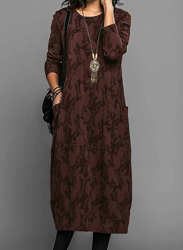 Janna - Midi-Kleid mit Blattmuster