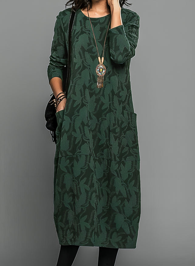 Janna - Midi-Kleid mit Blattmuster
