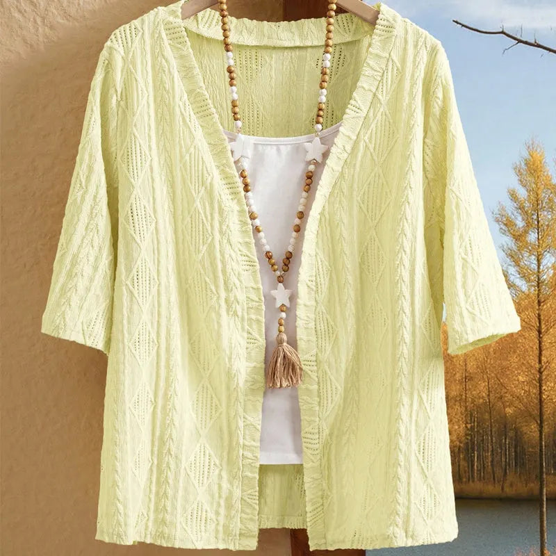 Delienne - Strickjacke mit softem Griff und Ajourmuster