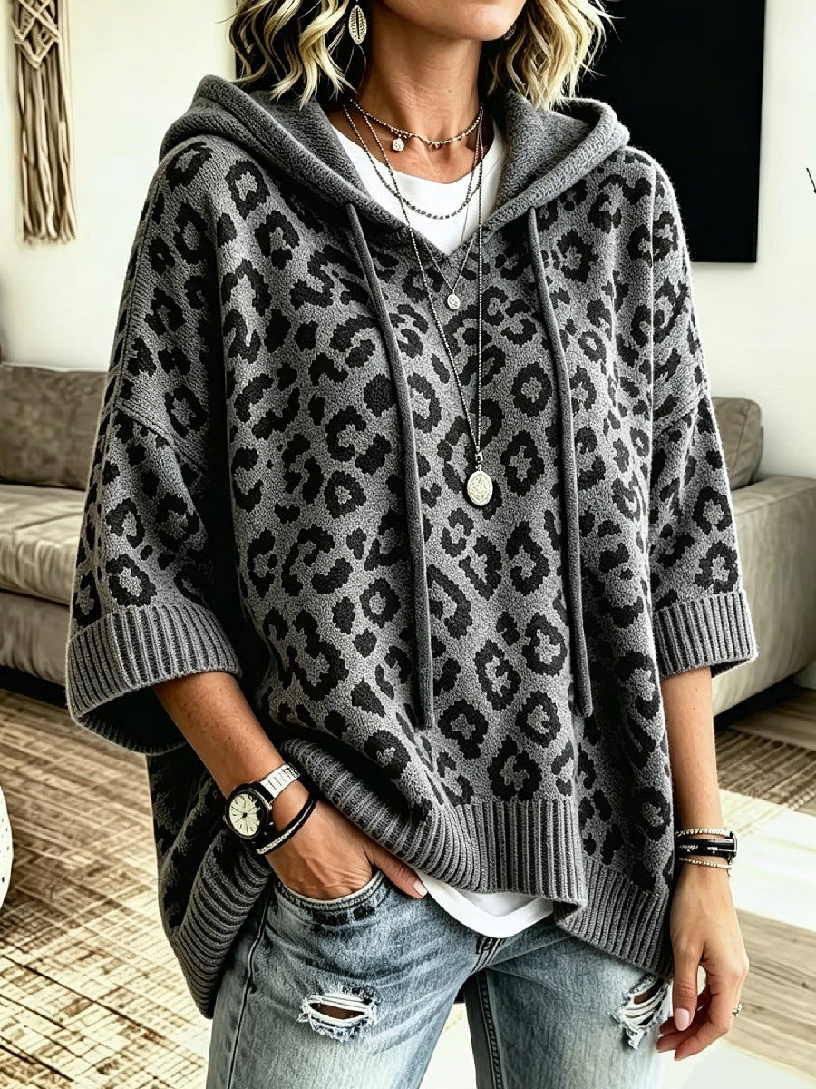 Jocasta - Oversize-Strickpullover mit Leopardenmuster