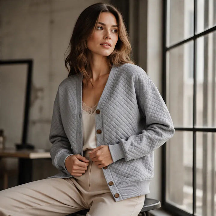 Delavie - Gepolsterter Strickcardigan mit Knopfleiste
