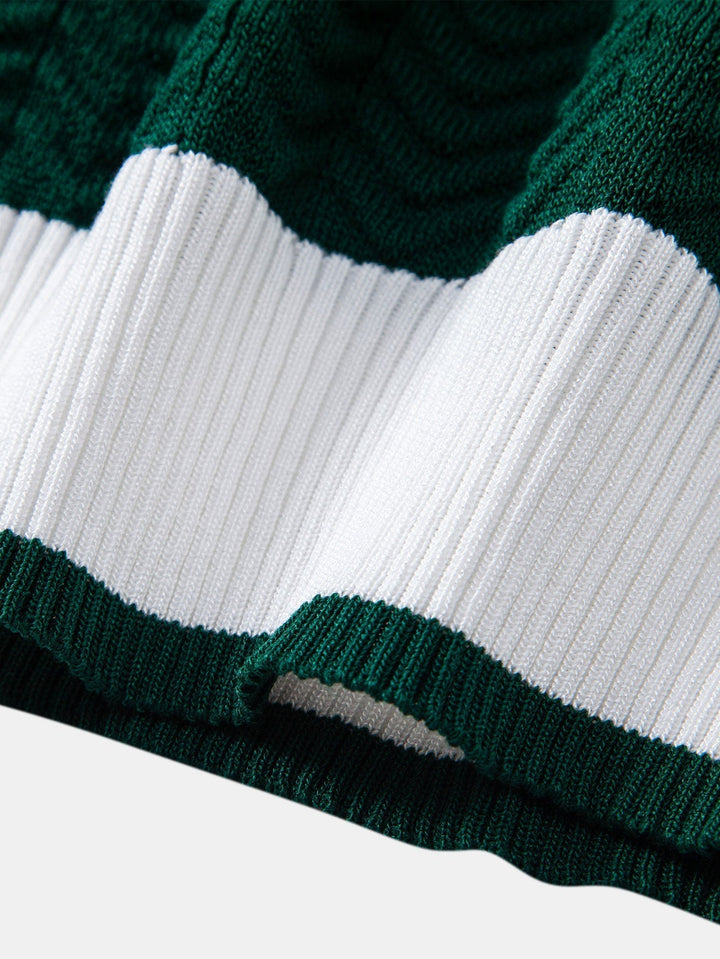 Arleno - Strukturiertes Strickpoloshirt mit V-Ausschnitt