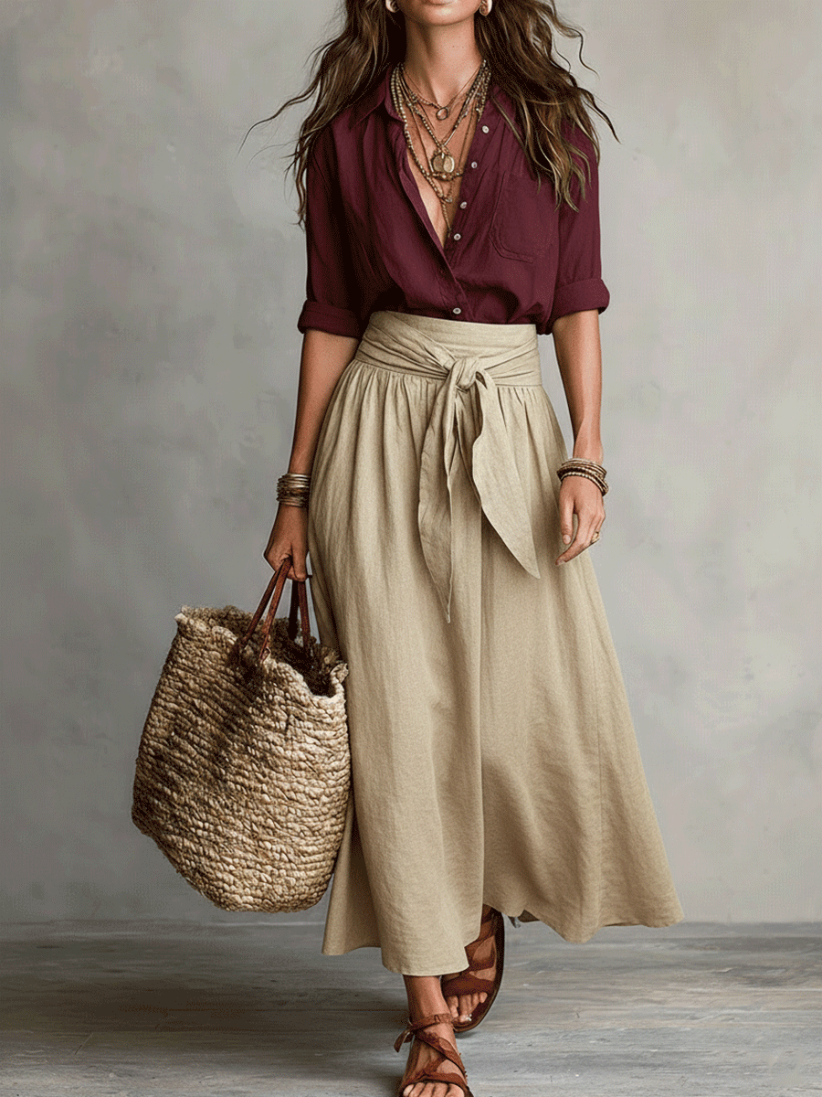 Estella - Elegantes Blusen- und Midirock-Set
