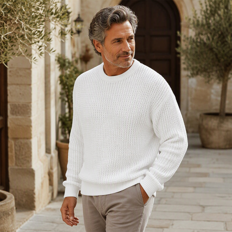 Isric - Strukturierter Strickpullover mit Rundhalsausschnitt