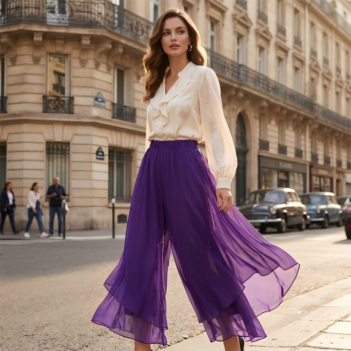 Hope - Weit geschnittene Hose mit Chiffon-Overlay