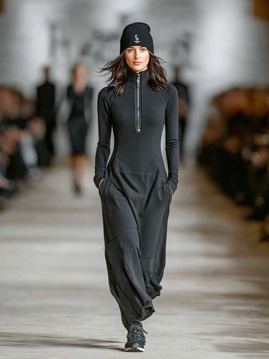 Elise - Soft-Touch-Maxikleid mit Stehkragen und Reißverschluss