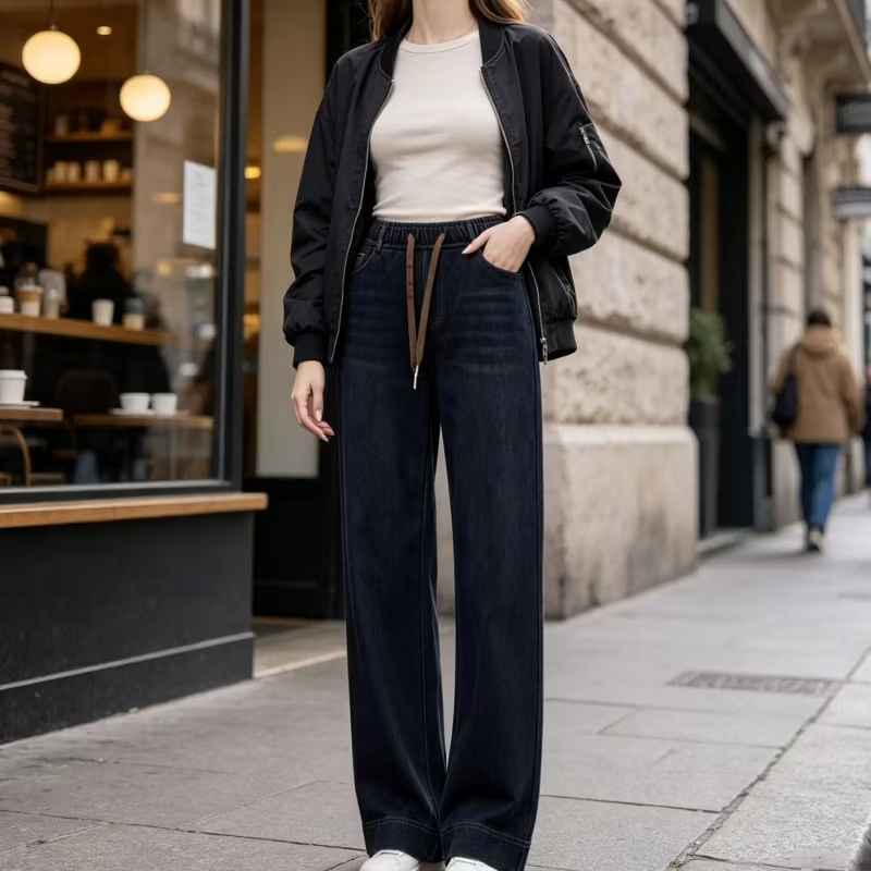 Morwen - Relaxed-Fit-Jeans mit weitem Bein und Kordelzug