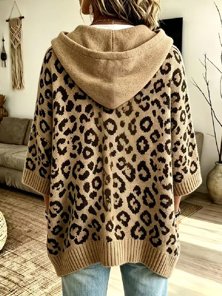 Jocasta - Oversize-Strickpullover mit Leopardenmuster