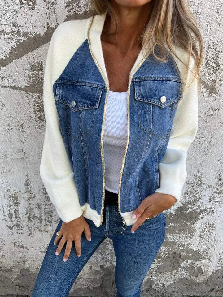 Alinique - Weiche Bomberjacke aus Strick-Denim