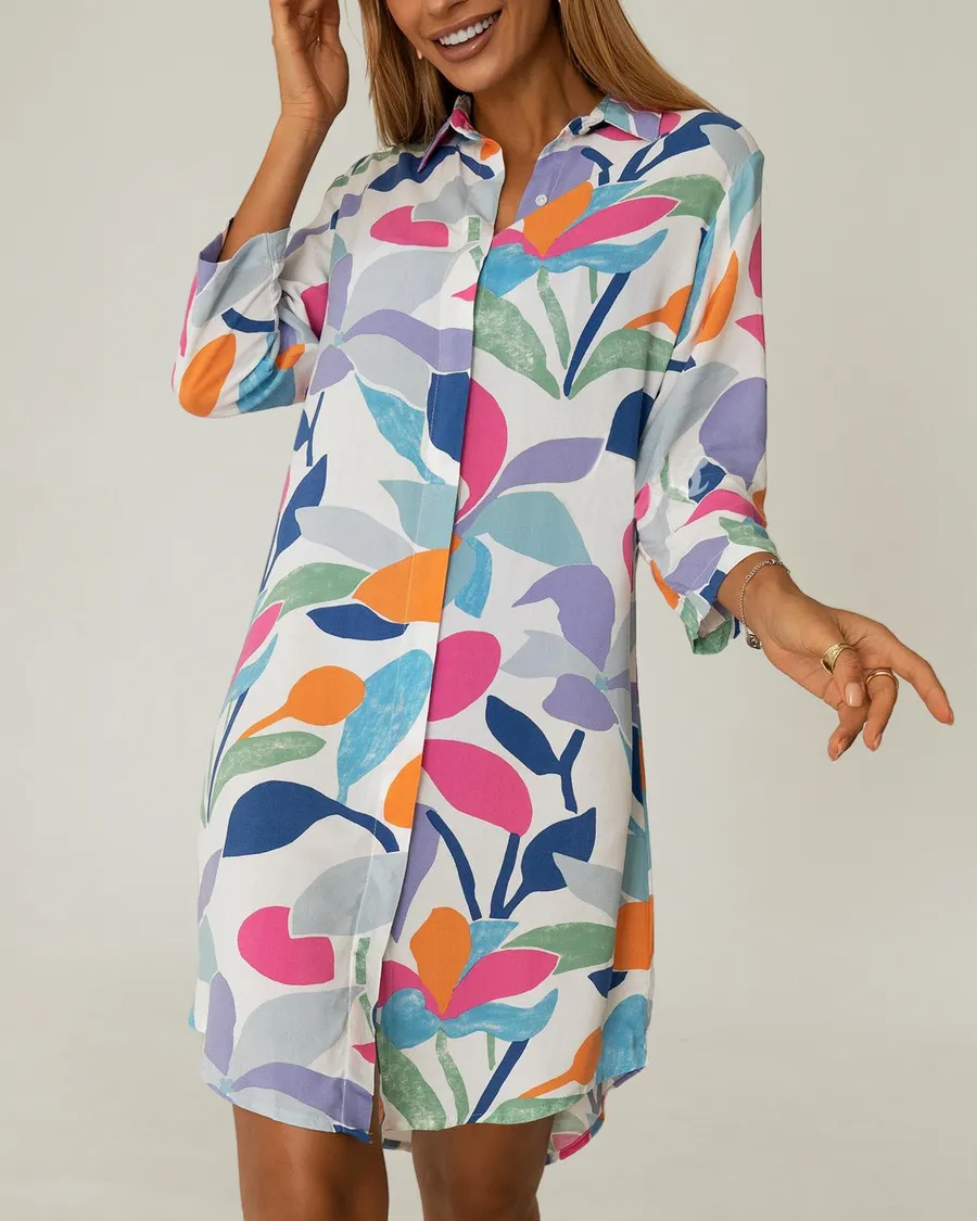 Daniela - Langer Strandüberwurf im Hemd-Stil