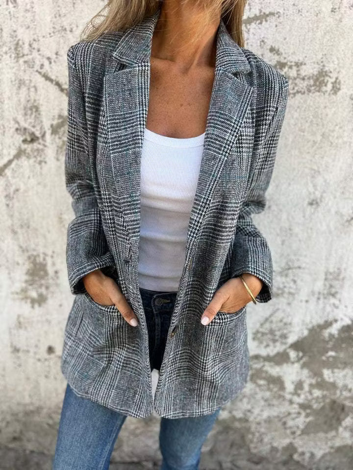 Eira - Taillierter karierter Longblazer